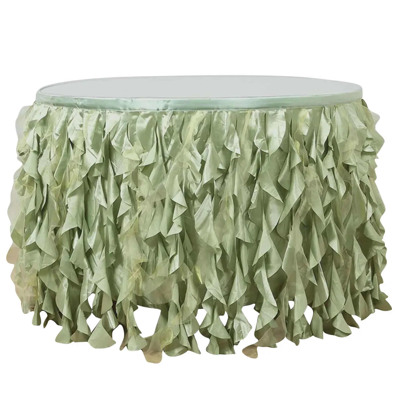 Taffeta Table Skirt 14ft Sage Green - Curly Willow Table Cover