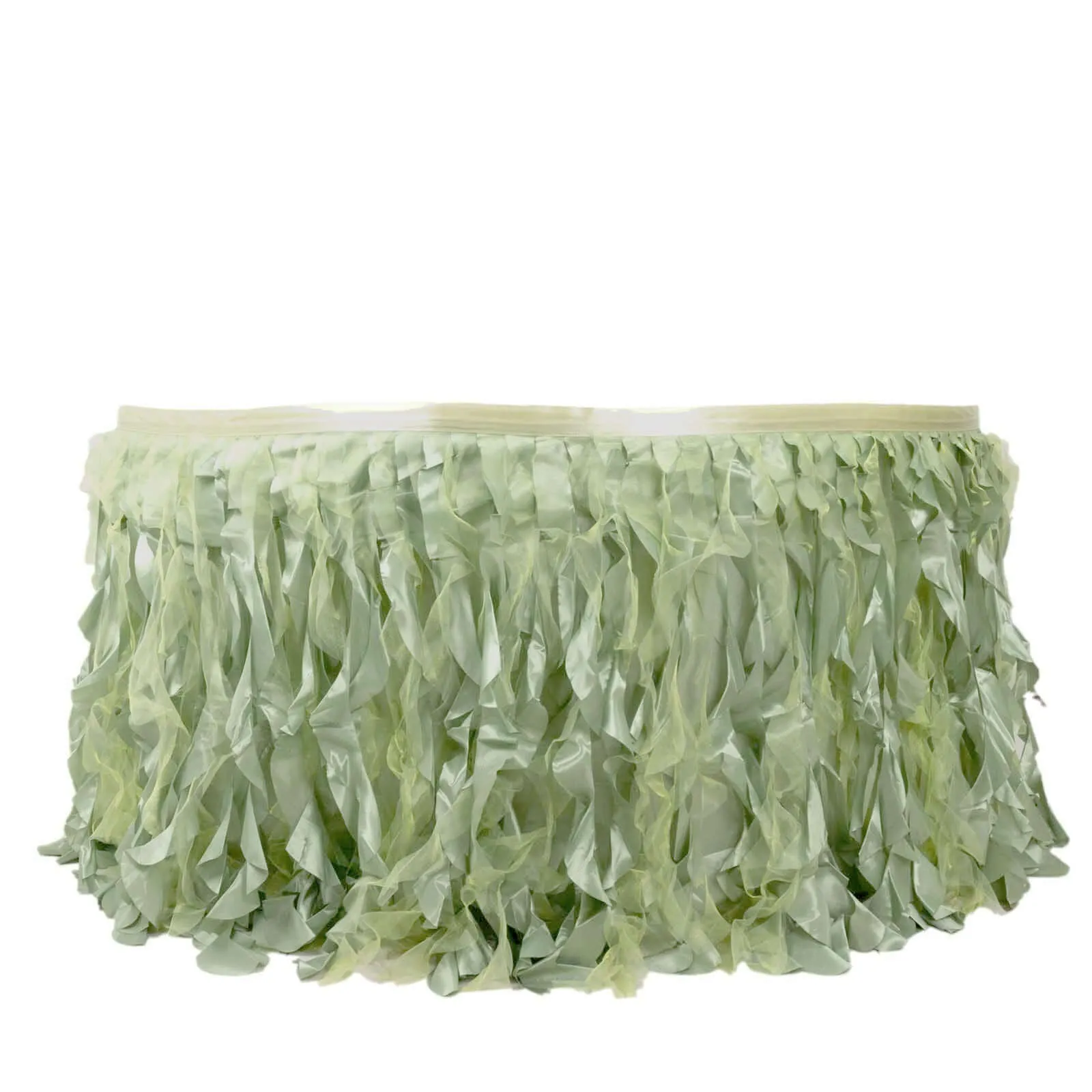 Taffeta Table Skirt 14ft Sage Green - Curly Willow Table Cover
