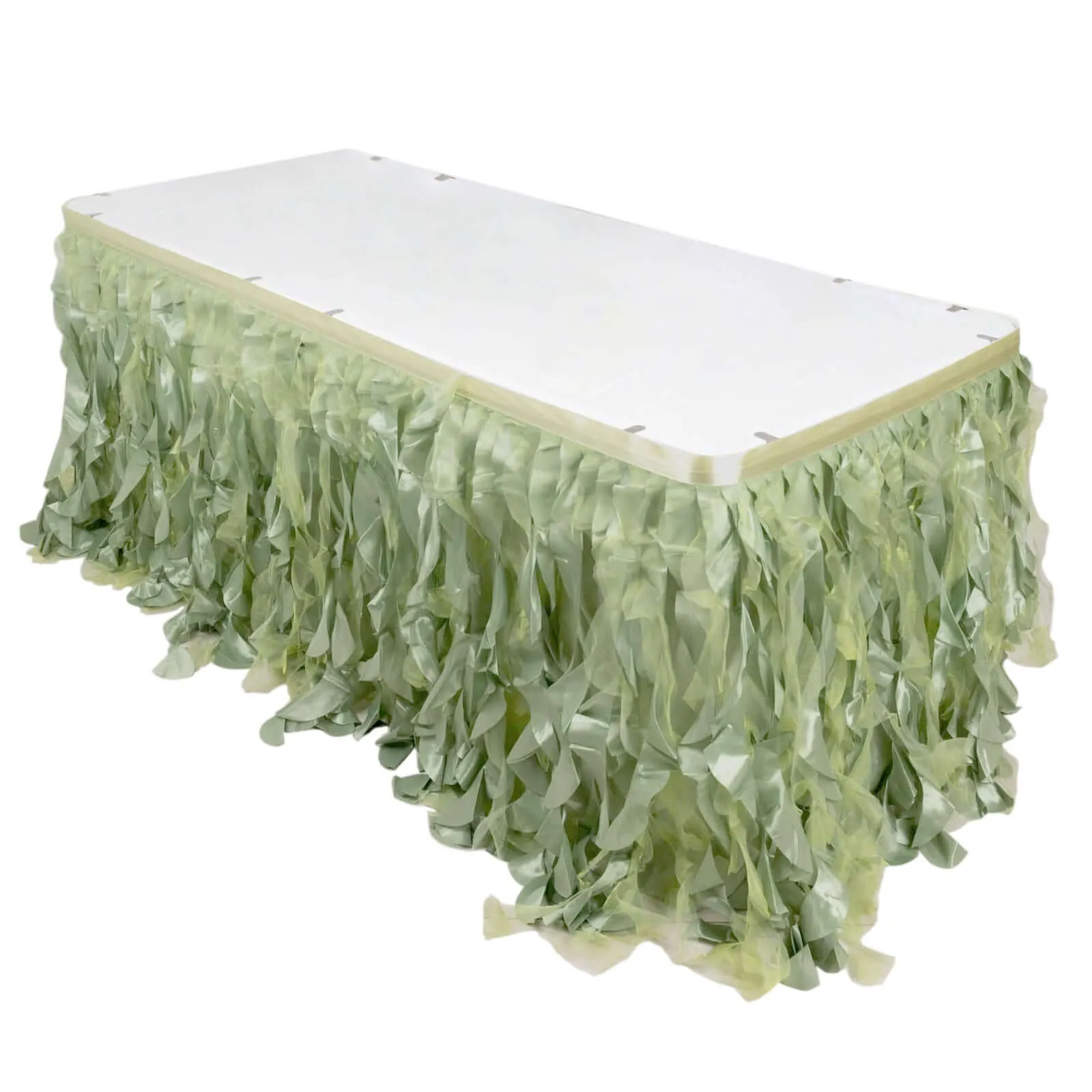 Taffeta Table Skirt 14ft Sage Green - Curly Willow Table Cover