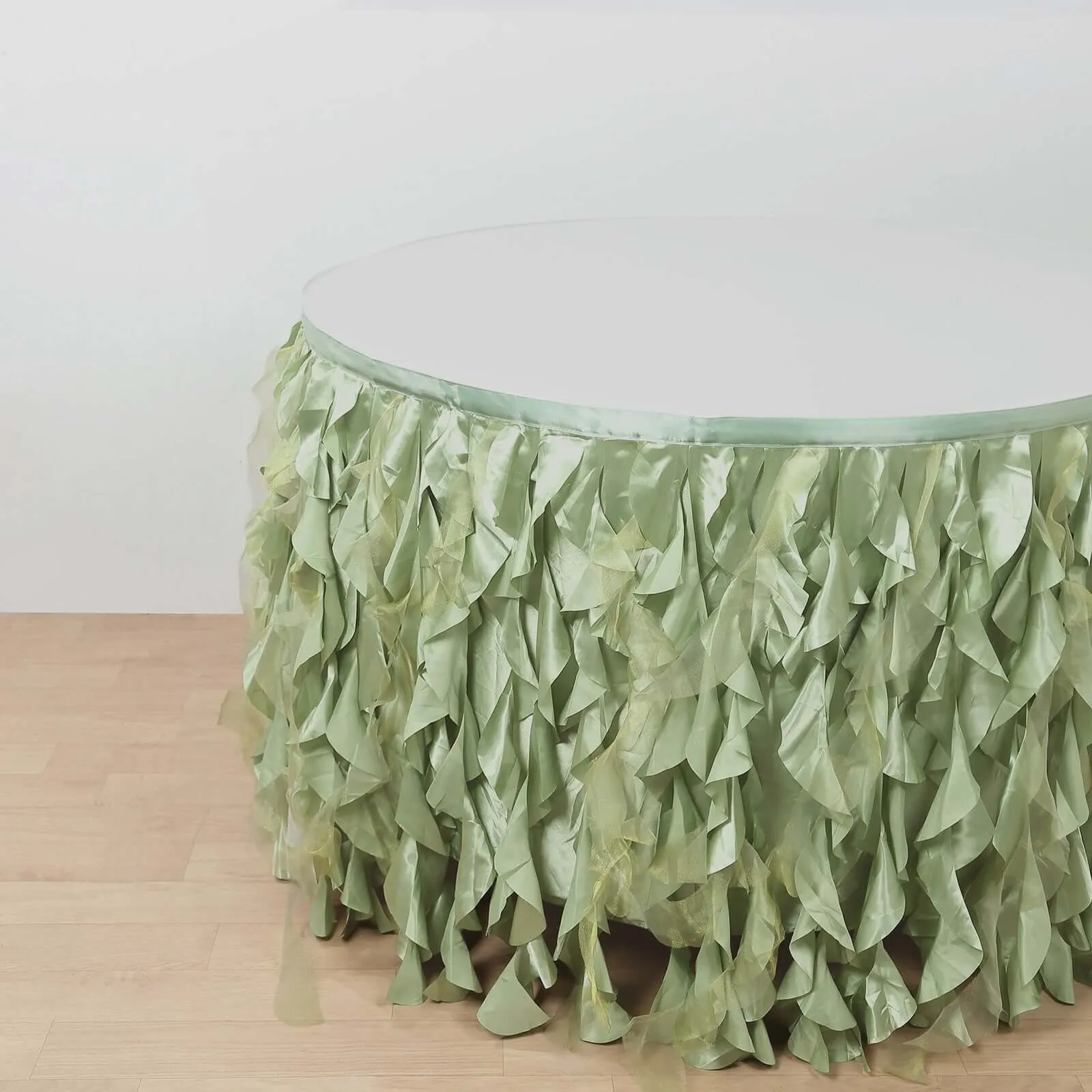 Taffeta Table Skirt 14ft Sage Green - Curly Willow Table Cover