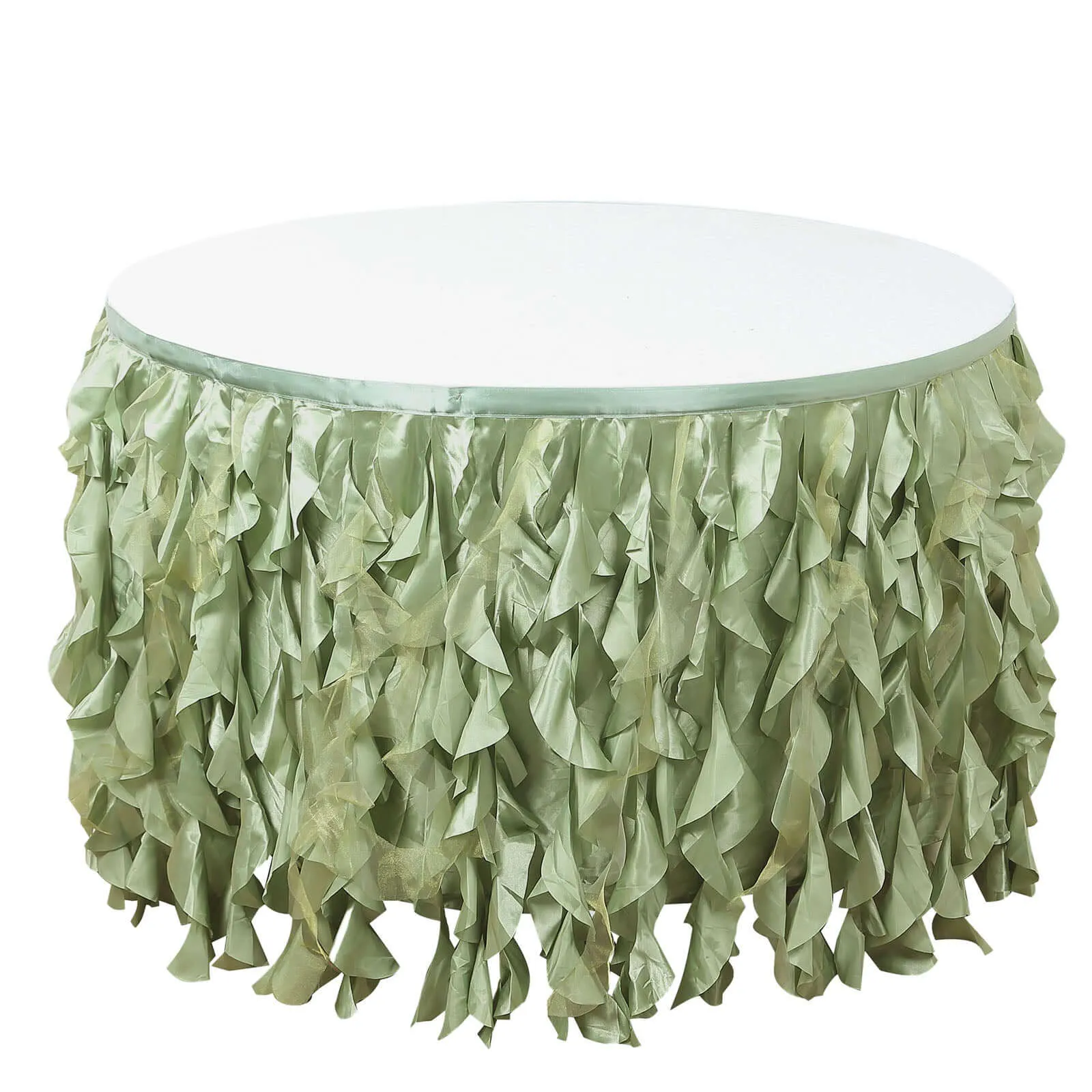 Taffeta Table Skirt 14ft Sage Green - Curly Willow Table Cover