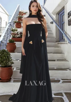 Tube Top Off-Shoulder Sleeveless A-Line Prom Dress Metallic Floral Embellished Pleated Party Gowns