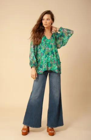 V Neck Top Green
