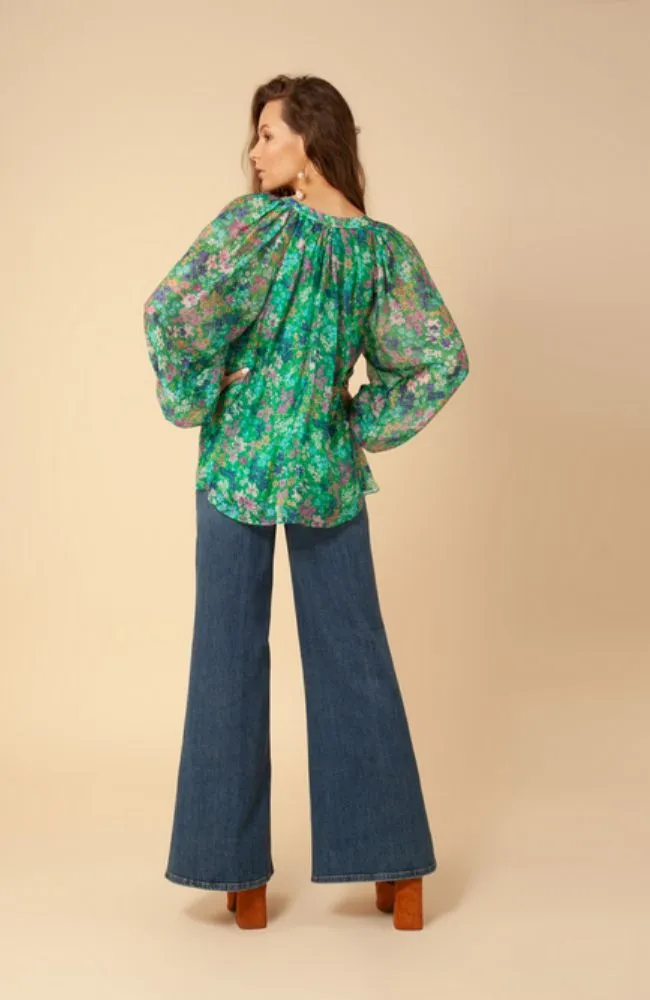 V Neck Top Green