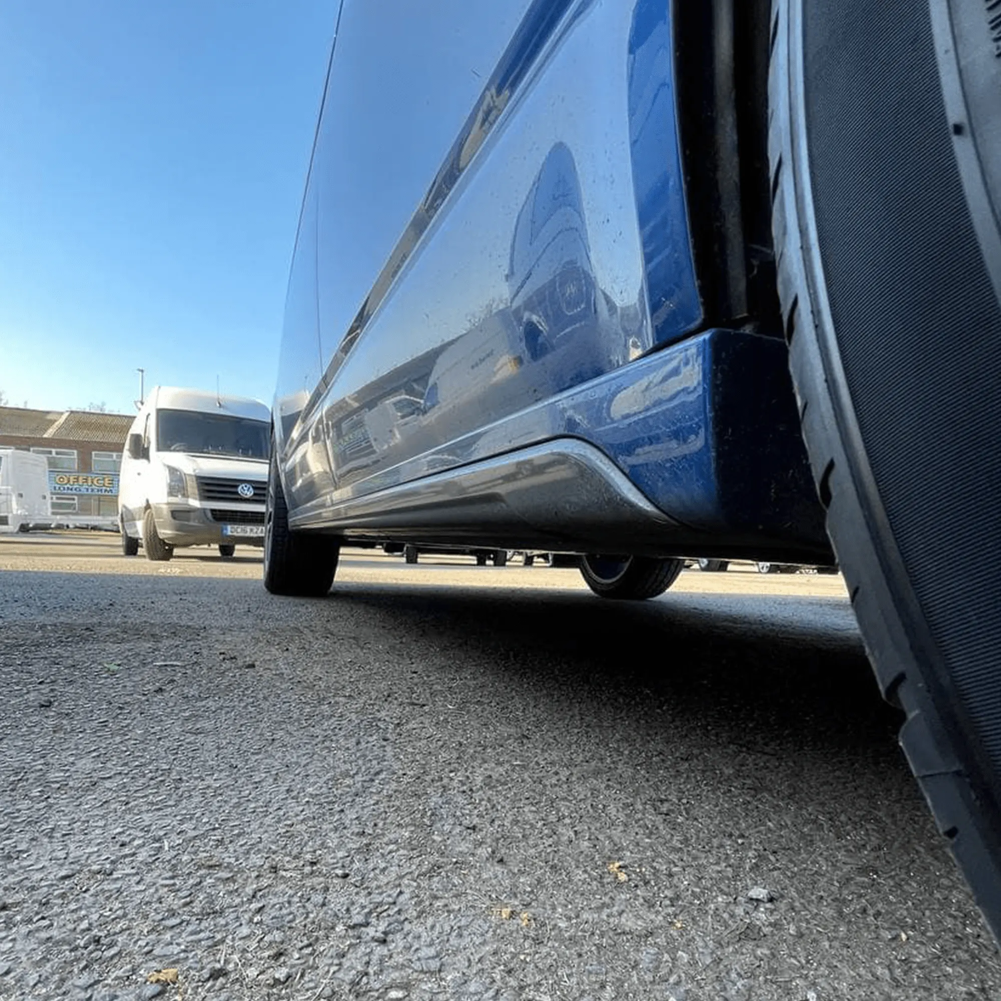 VW T6 Transporter LWB Side Skirts Deep Black Plastic Painted and Ready to Fit