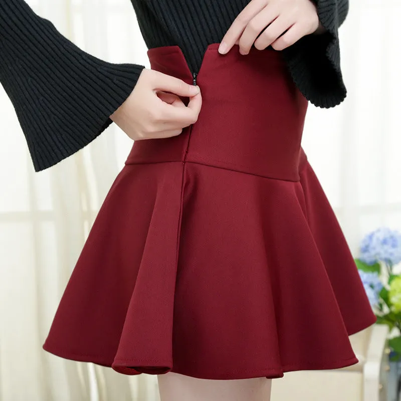Women Anti-Exposed Skirt High Waist Flare Plus Size Zipper Flare Skirt