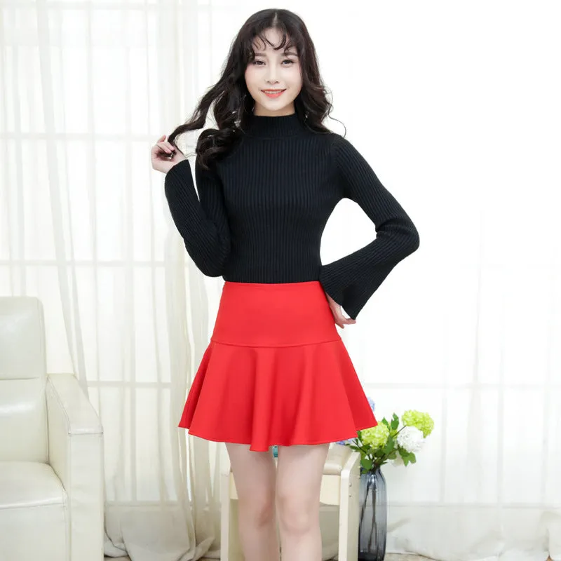 Women Anti-Exposed Skirt High Waist Flare Plus Size Zipper Flare Skirt