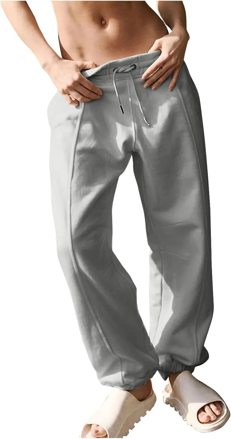 Womens Sweatpants Joggers Elastic High Waist Drawstring Lightweight Office Pants Slim Fit Trousers with Pocket 2024