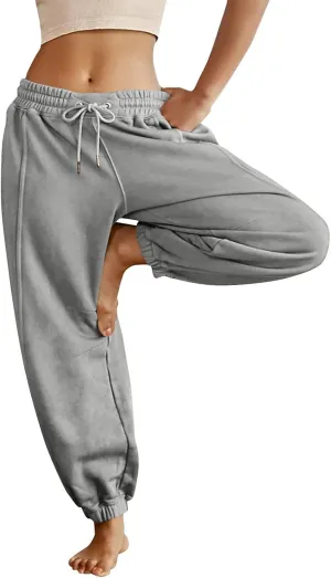 Womens Sweatpants Joggers Elastic High Waist Drawstring Lightweight Office Pants Slim Fit Trousers with Pocket 2024